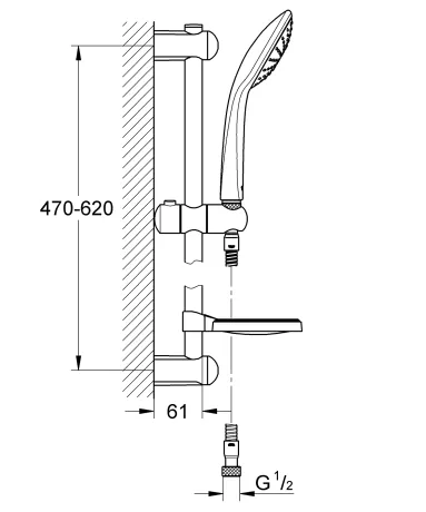 Душовий гарнітур зі штангою, 1 режим струменю Grohe Euphoria (27266001) — Photo 5