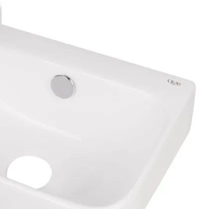 Комплект Qtap Tern: Раковина підвісна прамокутна ліва 450х260х155 мм White + Донний клапан PU02O — Photo 4
