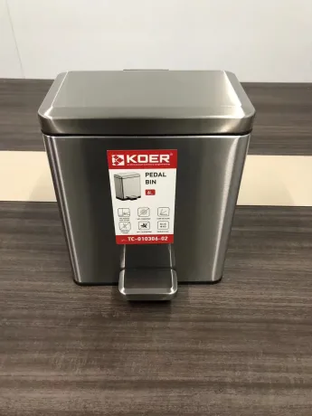 Відро для сміття з плавним закриттям прямокутне Koer TC-010306-02 6 л колір нержавійка (KR5600) — Photo 8