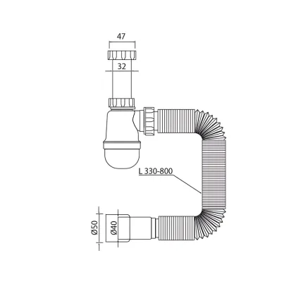 Сифон для умивальника Mixxus SU-04-A 1 1/4"x32 без випуску 32*40/50 (MI8181) — Photo 1