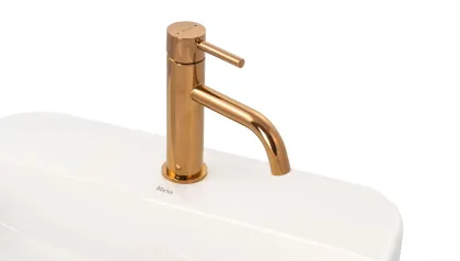 Змішувач для раковини (умивальника) REA LUNGO ROSE GOLD рожеве золото низький — Photo 3