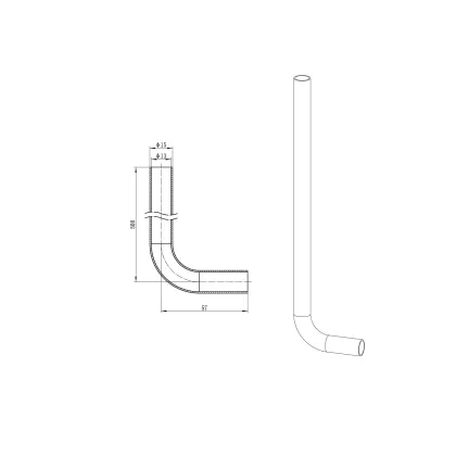 Трубка Г-подібна для приєднання радіатора Koer KA.D16-500 - 16(2.2mm) x 15-500mm (KR4904) — Photo 2