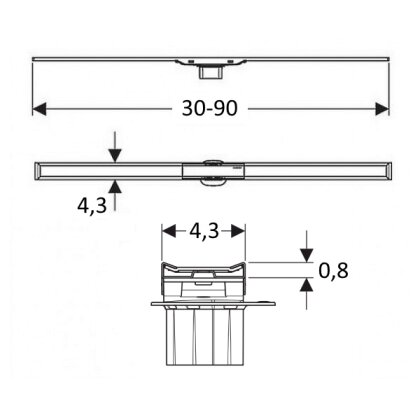 Geberit дренажний канал CleanLine20, L30-90см — Photo 1