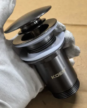 Донний клапан для раковини без переливу KOER PW-08-07 автоматичний (Click-Clack) (Колір графітовий) 1 1/4'' (KR6484) — Photo 8