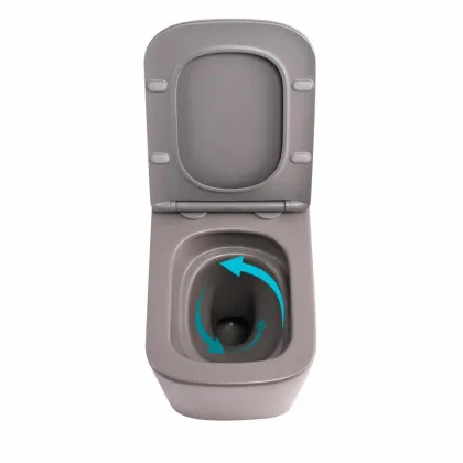 Унітаз підвісний Qtap Tern Ultra Quiet 520×345×325 мм, Stone grey, з сидінням Slim Duroplast / Soft-close / Quick Release QTTER26SG49000 — Photo 5