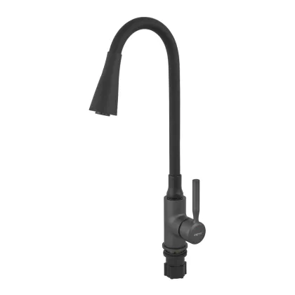 Змішувач для кухні ZERIX ATRIUM-011-T GRAPHITE REFL.BLACK (Колір графіт+силіконовий вилив чорний) (ZX6106) — Photo 3
