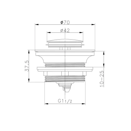 Донний клапан для ванни Koer PW-06-01 1 1/2'' автоматичний СLICK-СLACK (Колір хром) (KR5799) — Photo 1