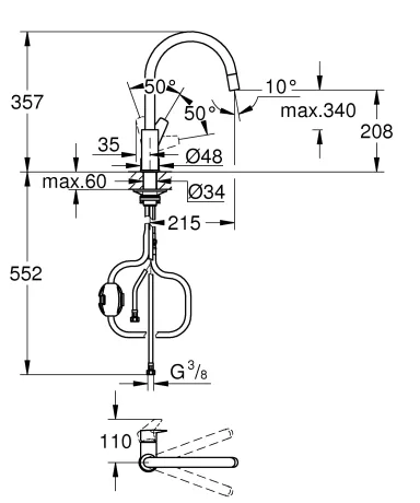Одноважільний змішувач для кухні Grohe BauEdge New (30536000) — Photo 2