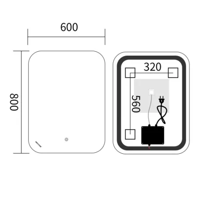 Дзеркало Mixxus Premium DIVERSE MR15-80x60-Reverse з Led Touch, Anti-fog, димером (3-6,5kK) (MP6638) — Photo 2