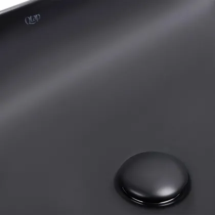 Комплект Qtap Robin: Раковина накладна прамокутна 610x400x145 мм Matt Black + Донний клапан PU03 — Photo 4