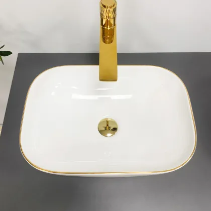 Умивальник (раковина) VBI RAVENNA WHITE GOLD EDGE накладний — Photo 4