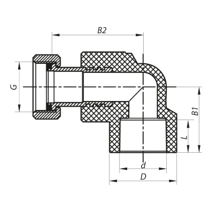 Кут з накидною гайкою 20x1/2F PPR Koer K0144.PRO (KP0182) — Photo 1