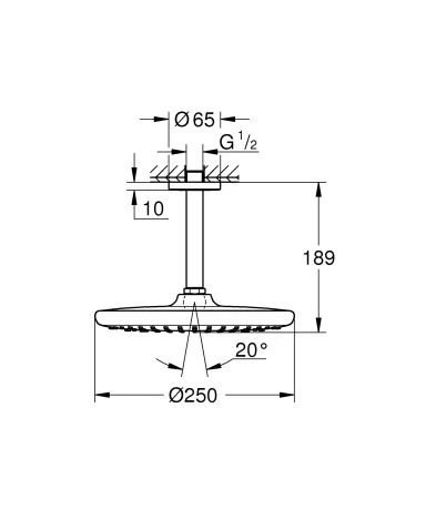 Верхній душ з стельовим кронштейном Grohe Tempesta (26669000) — Photo 4