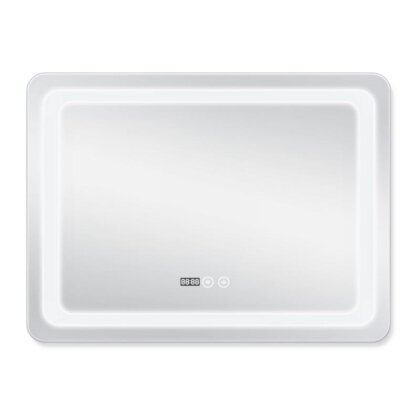 Дзеркало Qtap Mideya 800x800 з LED-підсвічуванням Touch, з антизапотіванням, з годинником, димером, рег. яскравості QT2078NCF8080W — Photo 3