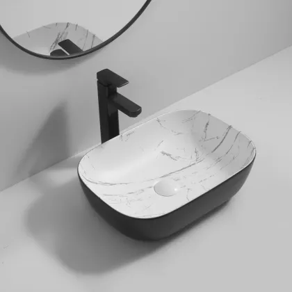 Раковина накладна MIXXUS PREMIUM DIVERSE-0112 MARBLE-BLACK 455х325х135mm (MP6541) — Photo 4