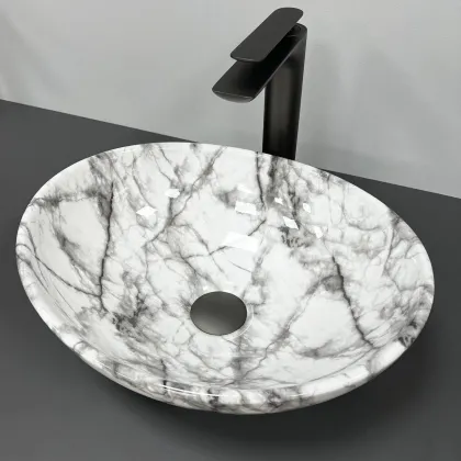 Умивальник (раковина) VBI PARMA STATUARIO BLACK VEINS GLOSSY накладний — Photo 3