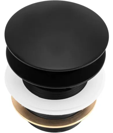 Донний клапан для ванни VBI BLACK click-clack, універсальний — Photo 2