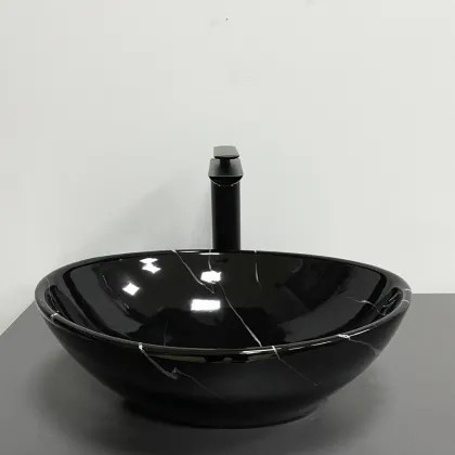 Умивальник (раковина) VBI PARMA BLACK MARMO GLOSSY накладний — Photo 1