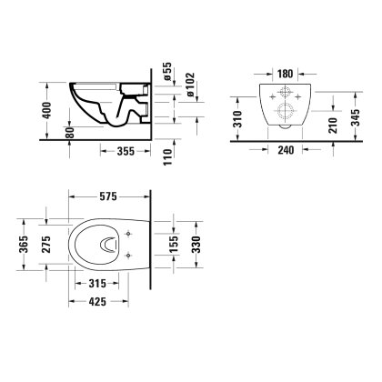 ARCHITEC Rimless унітаз підвісний 57,5см + сидіння для унітазу, з автоматичним закриттям — Photo 1