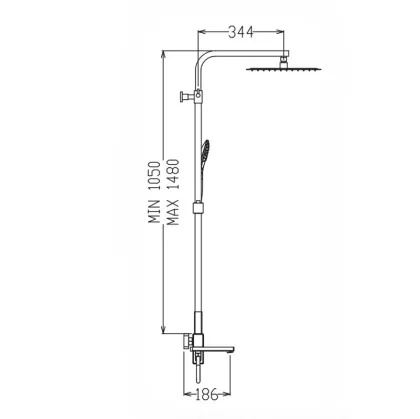 Душова колона зі змішувачем KOER KB-56009-04, 3 функціі (Колір хром+білий) (KR5987) — Photo 1