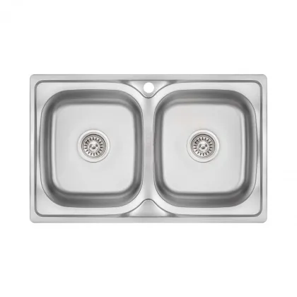Кухонна мийка із двома чашами Lidz 7948 0,8 мм Micro Decor (LIDZ7948MDEC08)