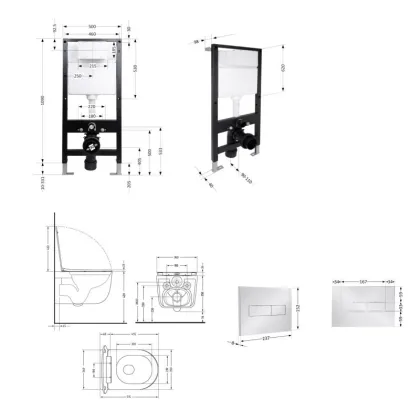 Готове рішення Qtap для ванної кімнати: підвісний унітаз Taurus Ultra Quiet 515x360x350 + комплект інсталяції Standard (лінійна клавіша Chrome) — Photo 1