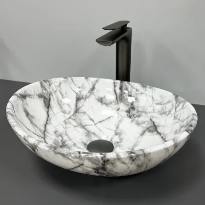 Умивальник (раковина) VBI PARMA STATUARIO BLACK VEINS GLOSSY накладний