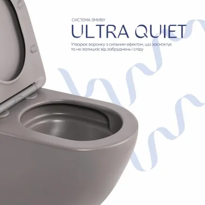 Унітаз підвісний Qtap Robin Ultra Quiet 520×365×340 мм, Stone grey, з сидінням Slim Duroplast / Soft-close / Quick Release QTROB26SG48996 — Photo 4