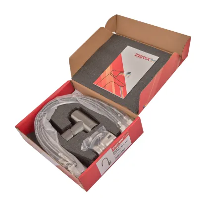 Змішувач для кухні ZERIX REX-011 GRAPHITE REFL.GREY з нерж. сталі (Колір графіт+силіконовий вилив сірий) (ZX6130) — Photo 3