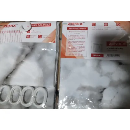 Шторка для ванної ZERIX SCP-019-240x200 з PEVA (поліетиленвінілацетату) (Візерунок "Мармур") (ZX6092) — Photo 1