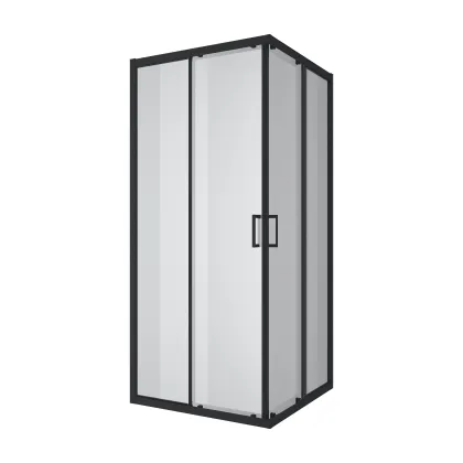 Душова кабіна розсувна, квадратна Dakota 900*900*1850мм, black matt, cкло 5мм, clear