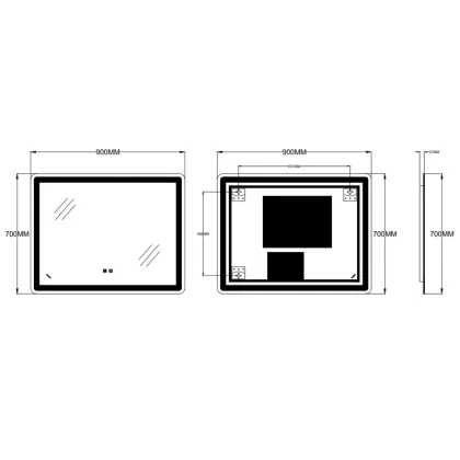 Дзеркало ZERIX MIRRA MR05-90x70-REVERSE з LED Touch, Anti-fog, димером, рег. яскравості (ZX6059) — Photo 2