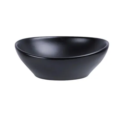 Комплект Qtap Dove: Раковина накладна овальна 410x335x145 мм Matt Black + Донний клапан PU03 — Photo 2