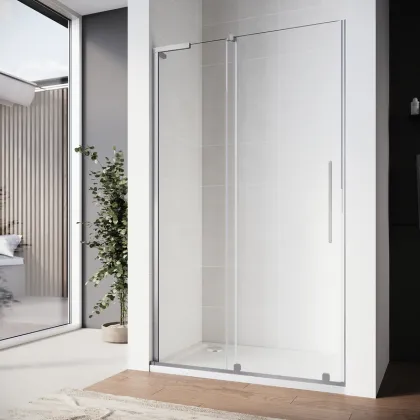 Двері у нішу Walk-In розсувні Koer SR SD07-120x200-L-TR-01 прозоре скло Easy Clean 8мм Хром (KR5686) — Photo 1