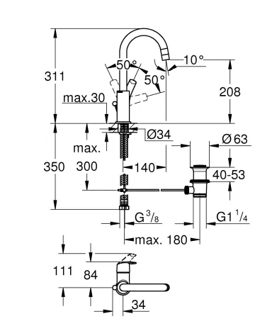 Змішувач для раковини L-розміру Grohe Eurosmart (23537002) — Photo 7
