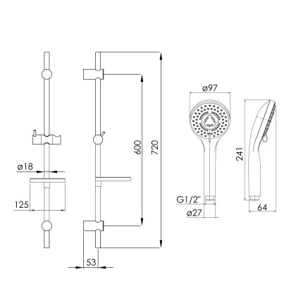 KIT 21081 набір змішувачів (3 в 1), змішувач для умивальника, змішувач для ванни, душовий гарнітур — Photo 6