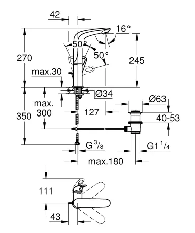 Змішувач для раковини L-розміру Grohe Eurostyle (23569003) — Photo 6