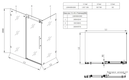 Душова кабіна без піддону Koer SR SC07-120x90x200-TR-01 прозоре скло Easy Clean 8мм, хром (KR5370) — Photo 7