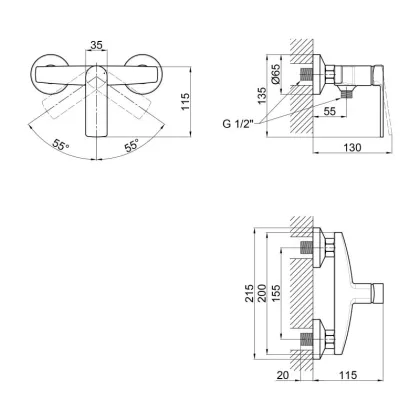Змішувач для душу Qtap Kralovice QTKRL4029103C Chrome — Photo 1