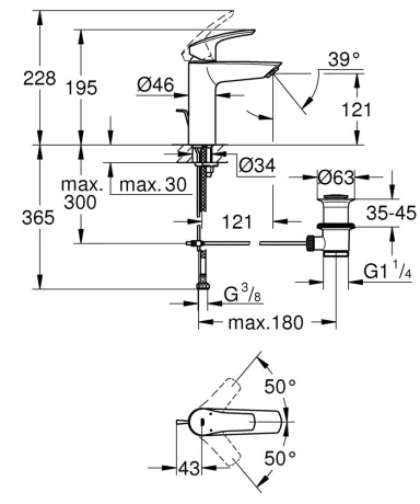 Змішувач для раковини M-розміру Grohe Eurosmart New (23322003) — Photo 2