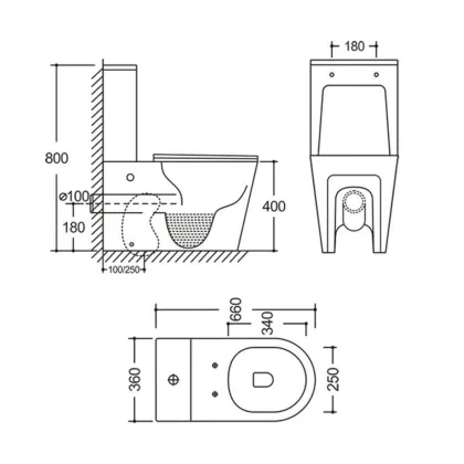 Унітаз-компакт Mixxus BEVEL-0404-T3 660х360х800mm, система змиву TORNADO 3.0 (MI6726) — Photo 5