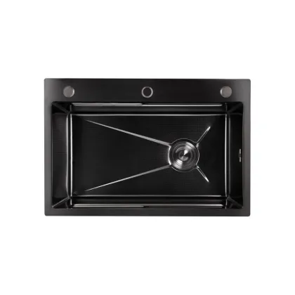 Мийка для кухні інтегрована Lidz Handmade H6845HB Decor Black PVD Honeycomb 3,0/1,0 мм LDH6845HDECBLM49445 — Photo 2
