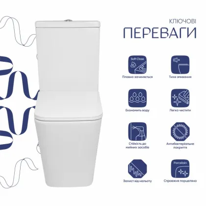 Унітаз підлоговий Qtap Crow Eco Ultra Quiet безобідковий з сідінням Soft-close QTCRO27W51030 — Photo 2