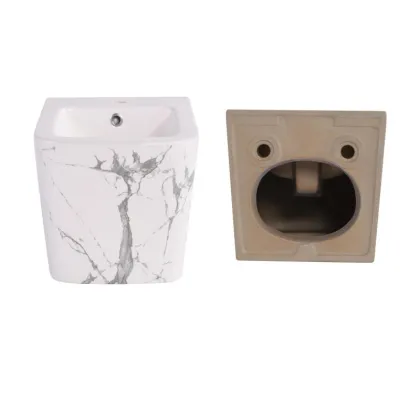 Комплект Qtap Tern Marble 3 в 1: підвісний унітаз Ultra Quiet + біде підвісне + раковина накладна QTTERMR49164 — Photo 7