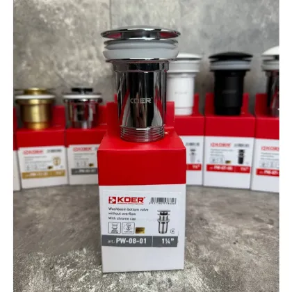 Донний клапан для раковини Koer PW-08-01 1 1/4''  без переливу автоматичний СLICK-СLACK (Колір хром) (KR5786) — Photo 2
