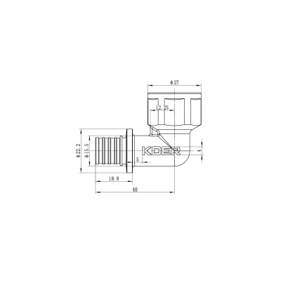 Кутник перехідний з ВР Koer KA.L06F-16 - 16(2.2mm) x 1/2"F (KR4876) — Photo 1