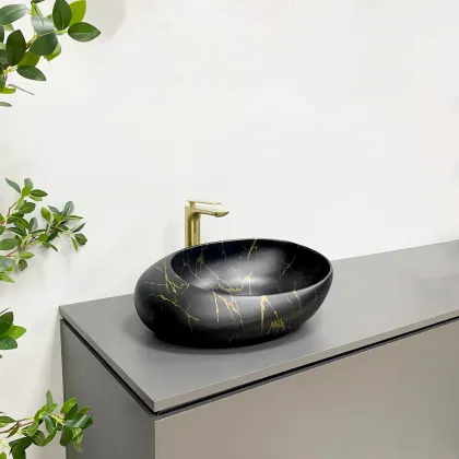 Умивальник (раковина) VBI VALIANO MARBLE BLACK MATT накладний — Photo 5