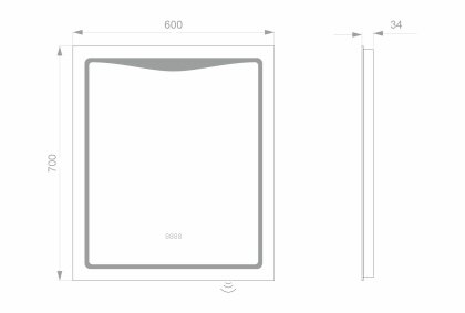 Світлодіодне LED дзеркало LINE 600х700