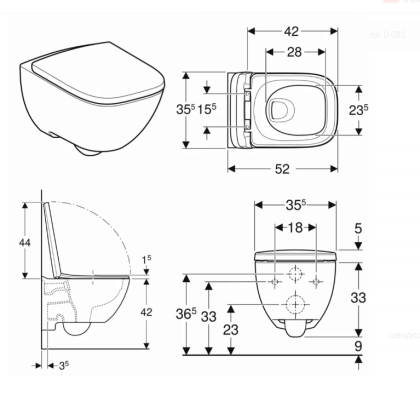 MODO Square унітаз підвісний Rimfree, лійкоподібний, закрита форма — Photo 1