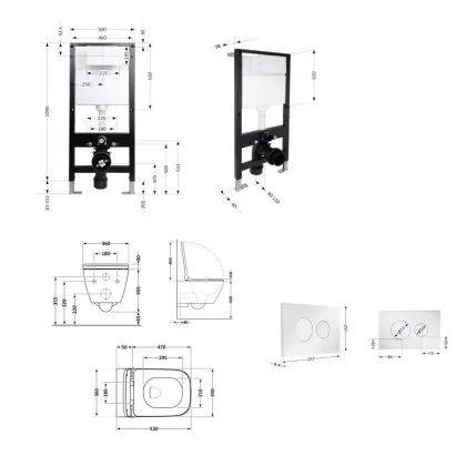 Готове рішення Qtap для ванної кімнати: підвісний унітаз Crow Rimless 520x360x290 + комплект інсталяції Standard (кругла клавіша Chrome) — Photo 1